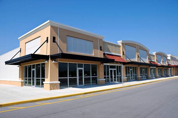 shopping center store front glass windows and doors